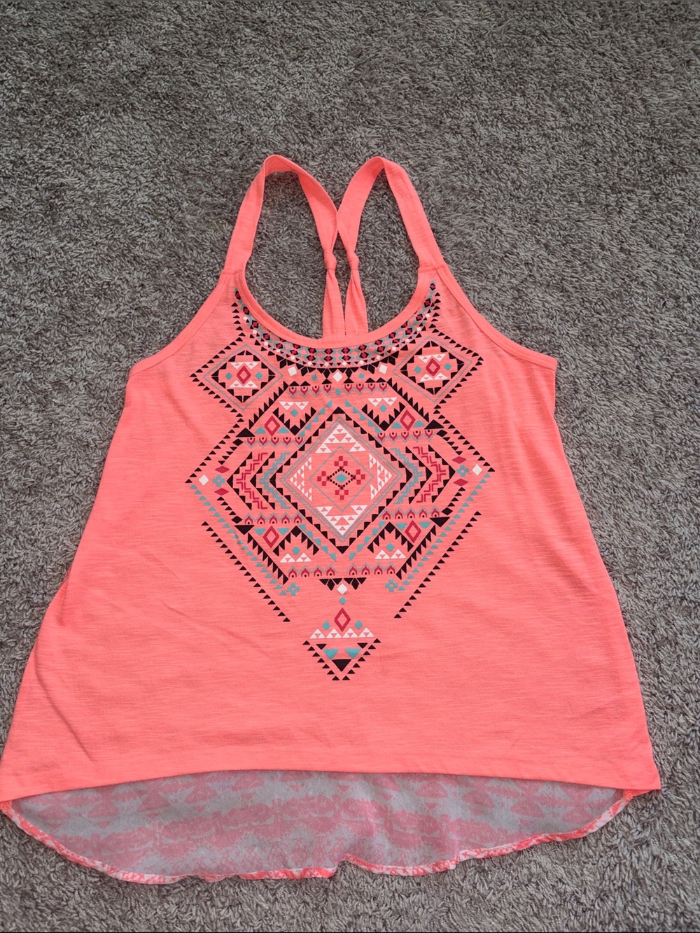Women’s Coral Aztec Print Racerback Tank Top
